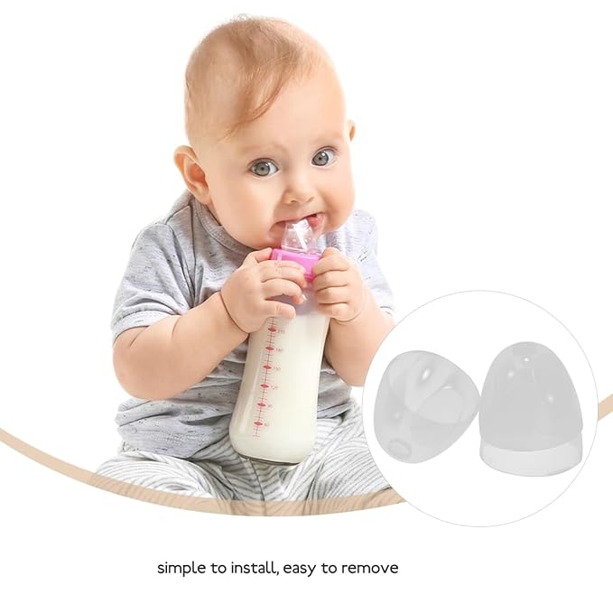 Vaguelly 3 Pcs 2.4" Wide Baby Bottle Cap Bottle Replacement Caps Parts Dome Lid Protects Nipples Clear Baby Feeding, 2.44X2.44X2.16in