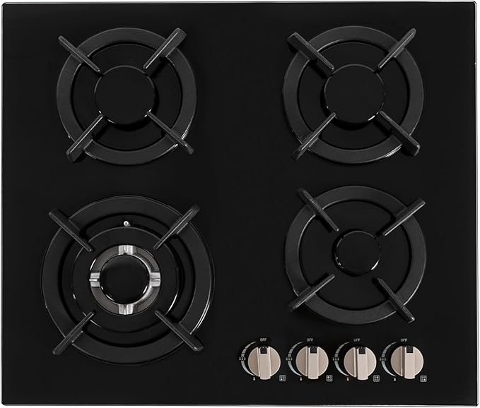 4-Burner NG Stove, Built-in Countertop Gas Stove with Tempered Glass, Electronic Pulse Ignition, High Precision Fire Control, and Detachable Pot Brackets