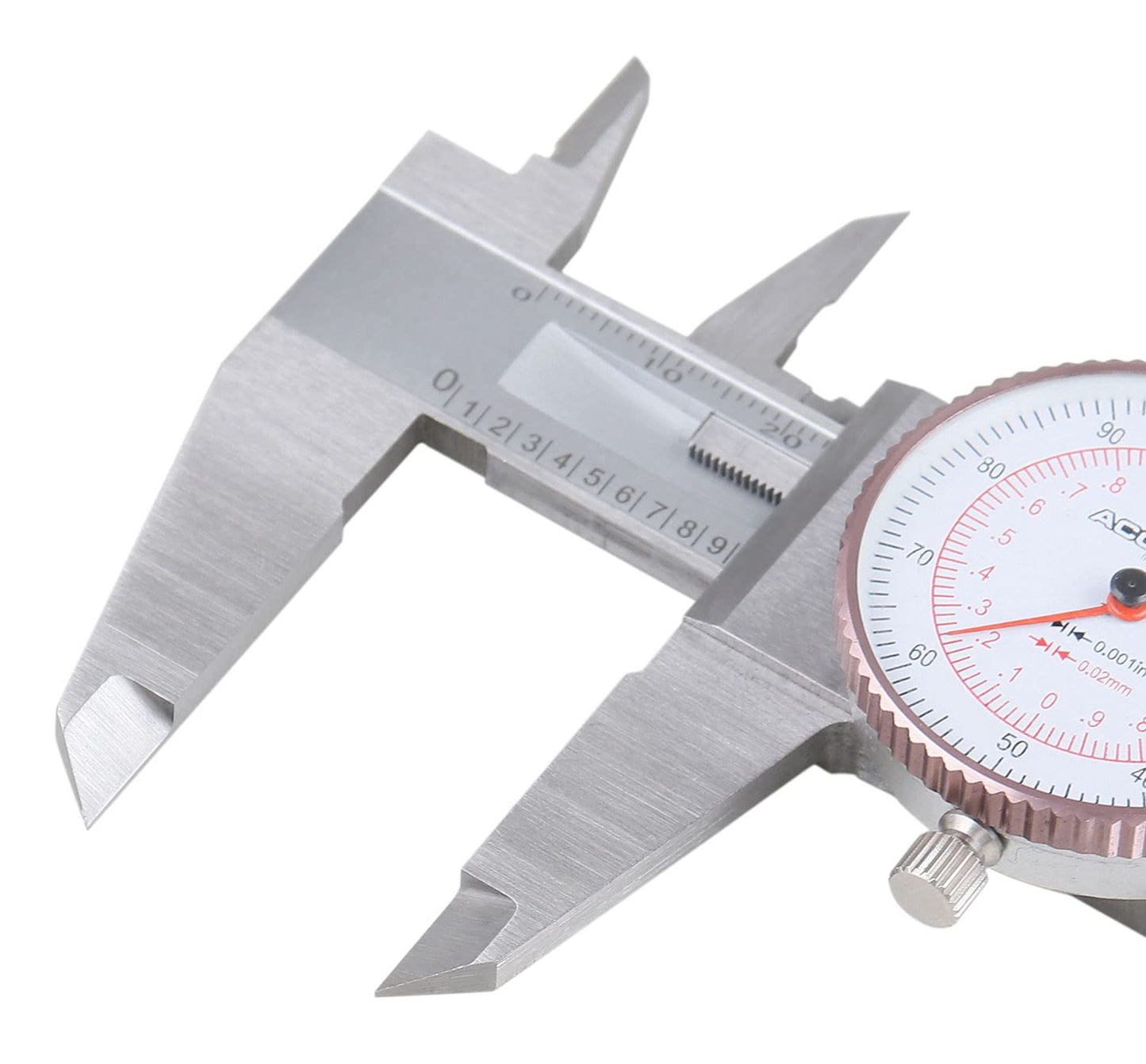 Accusize Industrial Tools 0-6''/0-150 mm by 0.001''/0.02 mm Inch/Metric Dual Needle Precision Dial Caliper Stainless Steel, P920-S236