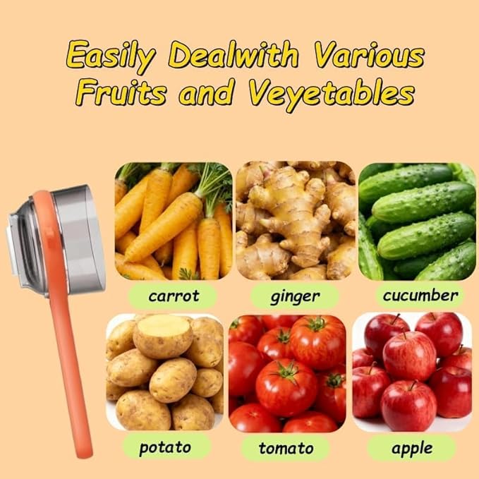 Fruit and Vegetable Peeler with Storage Box,Peeler with Container, Vegetable Peeler with Catcher, Easy to Clean Double-Sided Stainless Steel Multi-Function Peelers for Home Kitchen, Veggie (Orange)