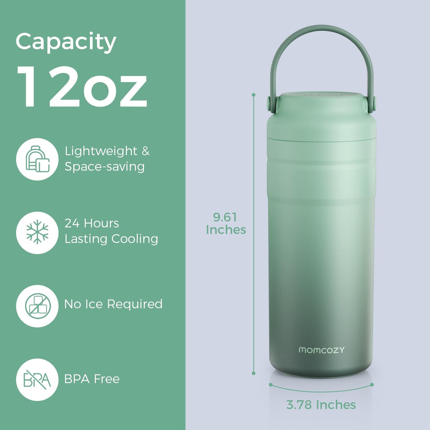 Momcozy Portable Breast Milk Cooler for Travel, 24H Ice-Free Cooling Breastmilk Storage Bottles Container, 12oz Leak Proof Outdoor Small Freezer, Baby Breastfeeding Essential Gift for New Moms