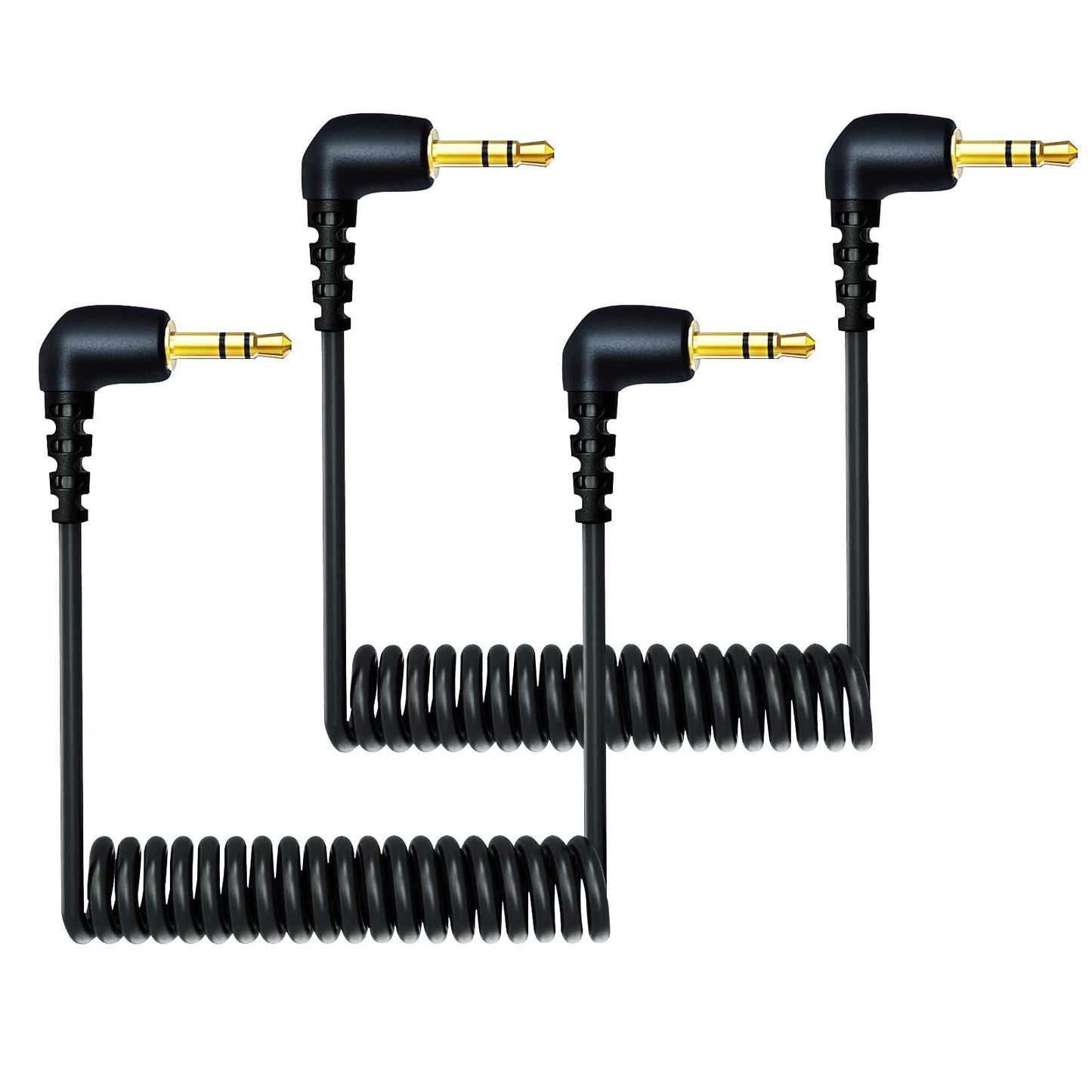 weishan 2-Pack 3.5mm Microphone Cable Compatible with DJI Mic 2 & Rode Microphone Wireless Pro, Coiled Dual 3.5mm TRS Patch Cabl