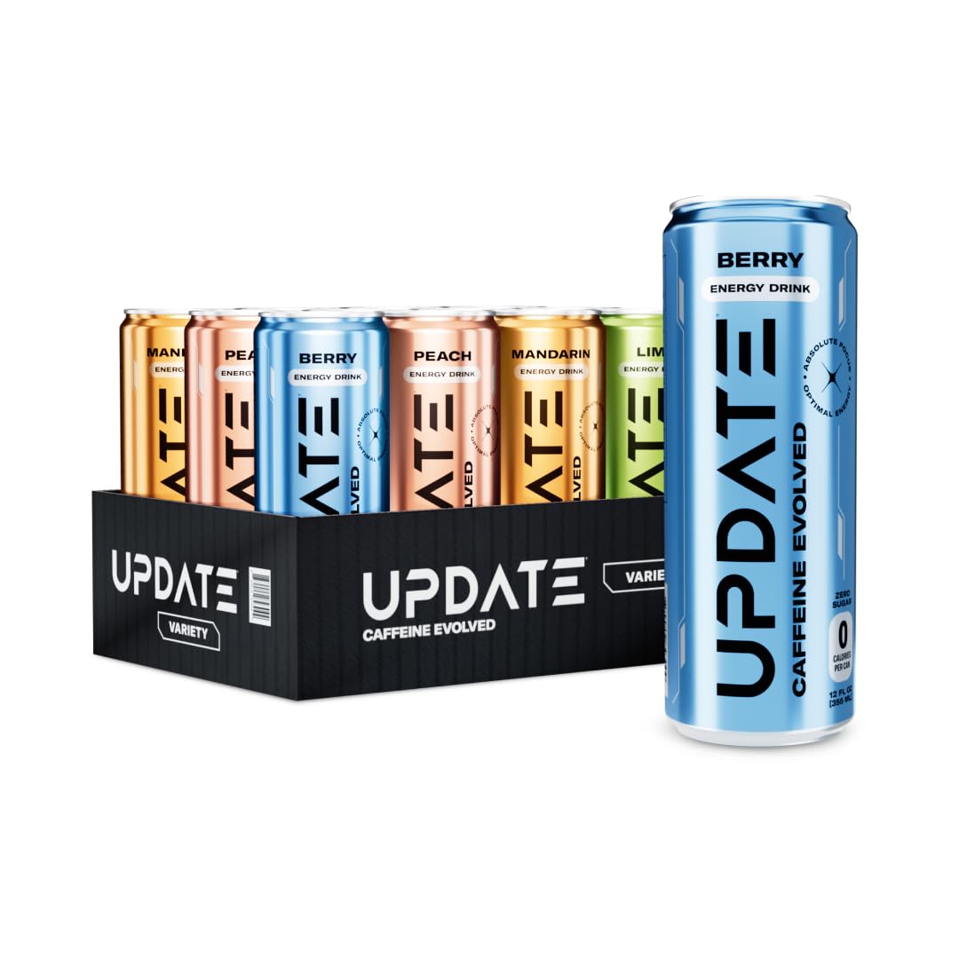 Drink Update Energy Drink with Paraxanthine - Jitter Free Crash Free No Overstimulation No Withdrawal - Caffeine and Sugar Free (Variety 12 Pack)