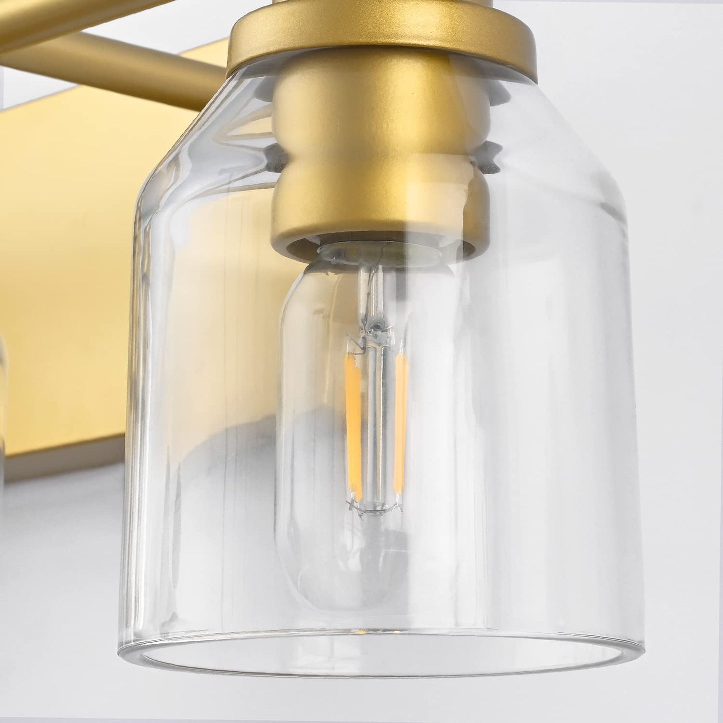SOLFART Golden Vanity Light Fixture - 2 Lights, Glass Shade, Vintage Wall Lighting for Bathroom Over Mirror