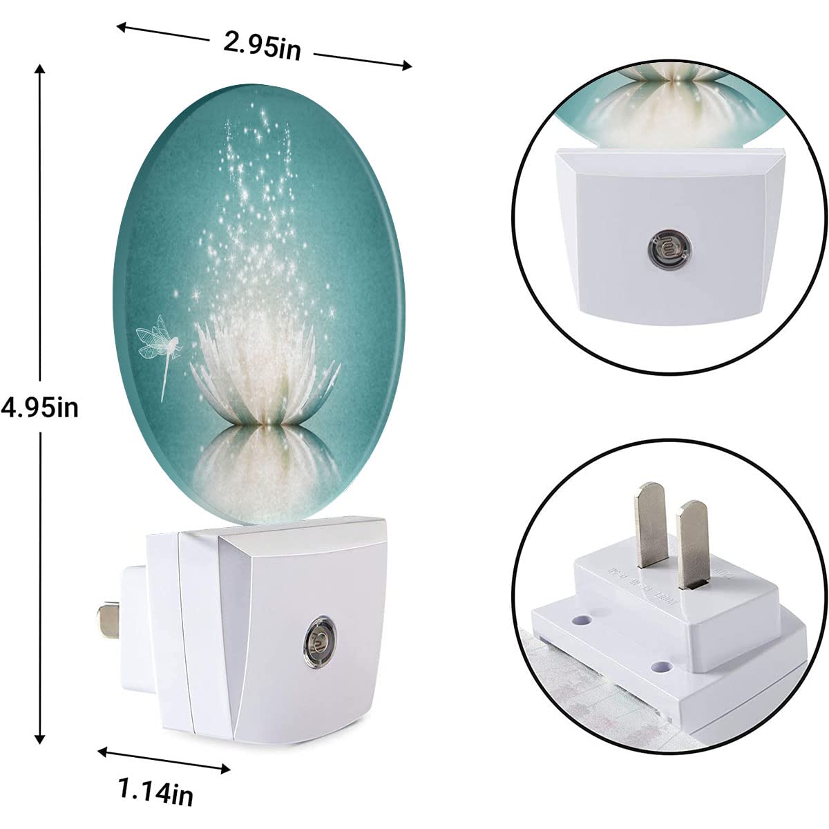Ekobla Lotus Night Light Water Lily In Pond Dragonfly Floral Plug-In Night Lights With Dusk-To-Dawn Sensor For Bedroom Bathroom Living Room 0.5W Sleep Friendly For Women Girls Boys Gift