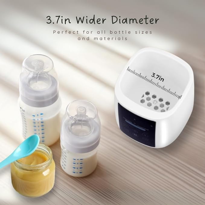 Baby Bottle Warmer, 3-in-1 Milk Warmer, Defrosts Frozen Breastmilk, LED Display, Night Light, Steam Sterilizer, Adjustable Temp, Perfect for Formula, Food Jars, Newborn Gift (White)