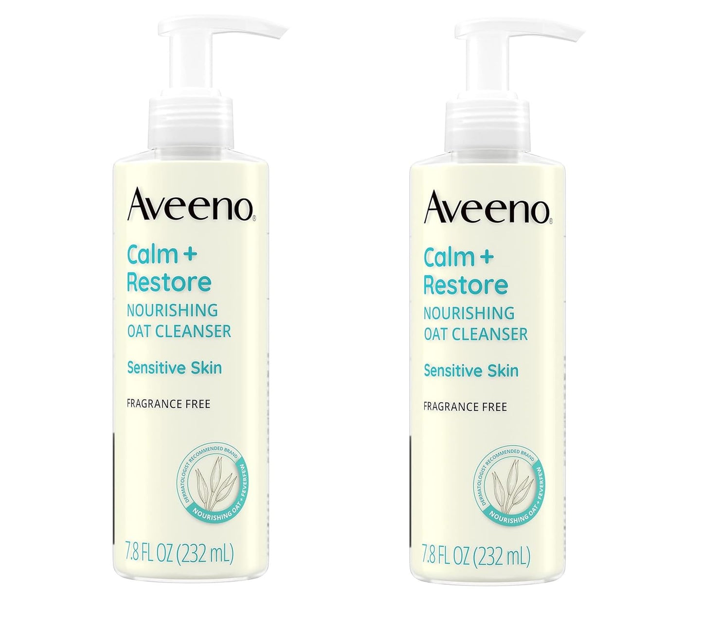 Aveeno Calm + Restore Nourishing Oat Cleanser 7.8oz (Pack of 2)