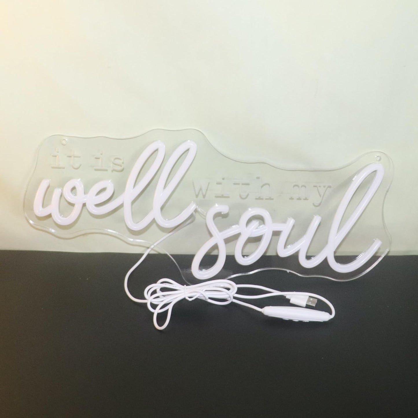 It Is Well With My Soul Decorative Neon Sign Positive Relax Quotes Led Sign Christian Gifts Desk Sign Decor For Home Office Wall (Warm White)