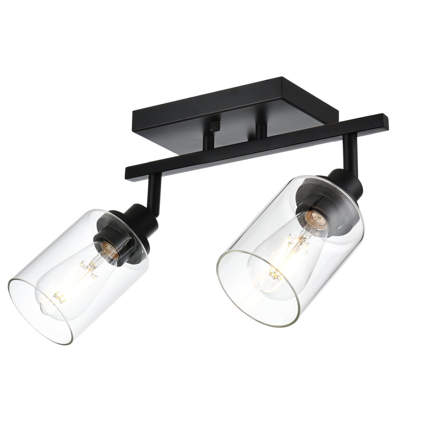 Wanluce 2-Light Track Lighting Kit Black Track Lighting Fixtures Bathroom Wall Sconces Ceiling Mount Kitchen Tracking Lights Rotatable Spotlight With Clear Glass Shade For Kitchen Shop Hallway