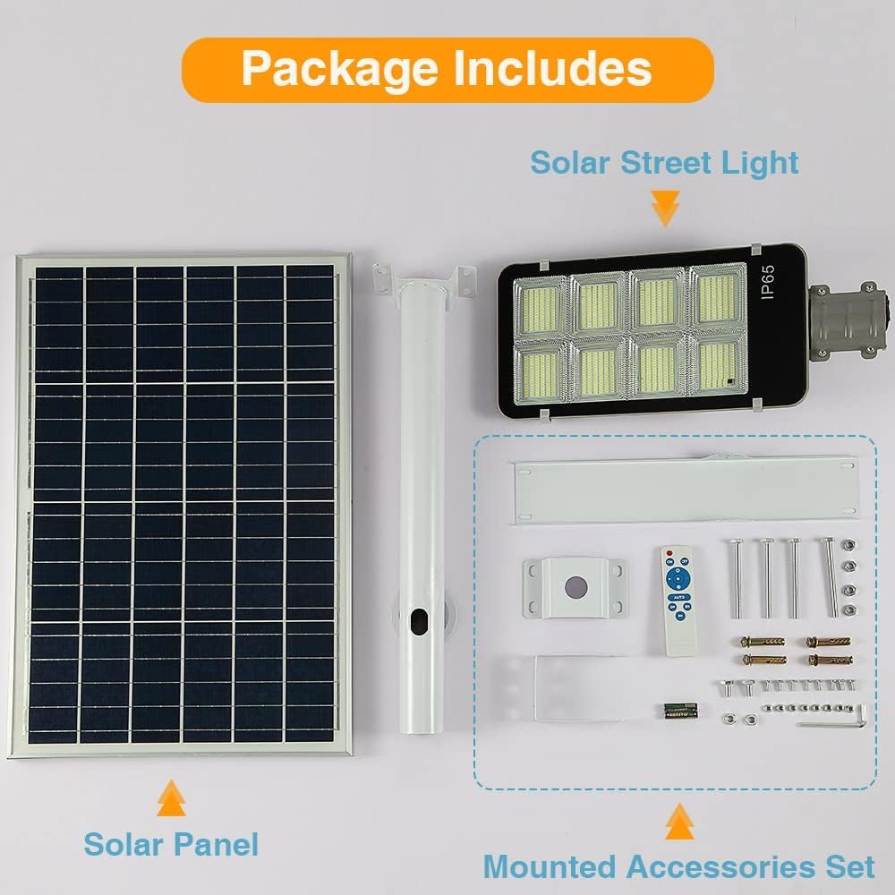 Dengmall 8000W Led Solar Street Lights Outdoor Dusk To Dawn Security Flood Light With Remote Control Wireless Waterproof Perfect For Yard Parking Lot Street Garden And Garage
