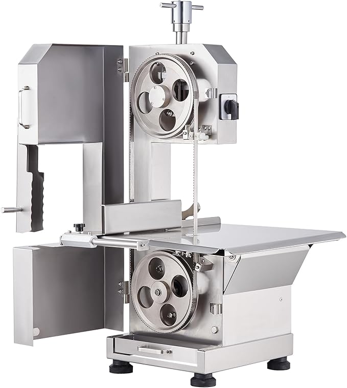 VEVOR Commercial Electric Meat Bandsaw, 2200W Stainless Steel Countertop Bone Sawing Machine, Workbeach 18.5" x 20.9", 0-7.1 Inch Cutting Thickness, Frozen Meat Cutter with 6 Blades for Rib Pork Beef