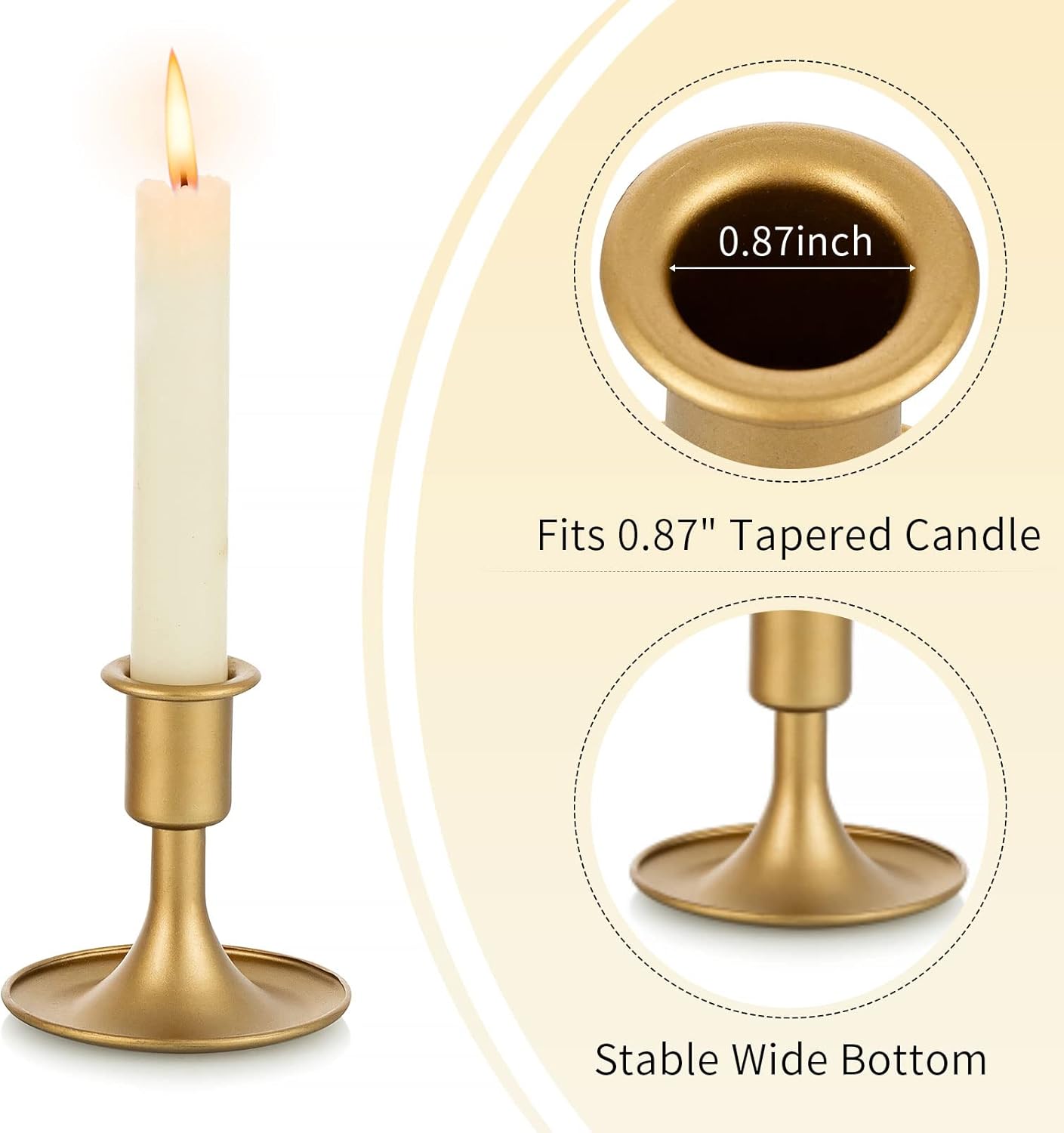 Candlestick Holders Taper Candle Holders, Romadedi Gold Candle Stick Candle Holder for Table Centerpiece, Wedding Reception, Festive Christmas Mantel Decoration or Home Decor, Set of 24