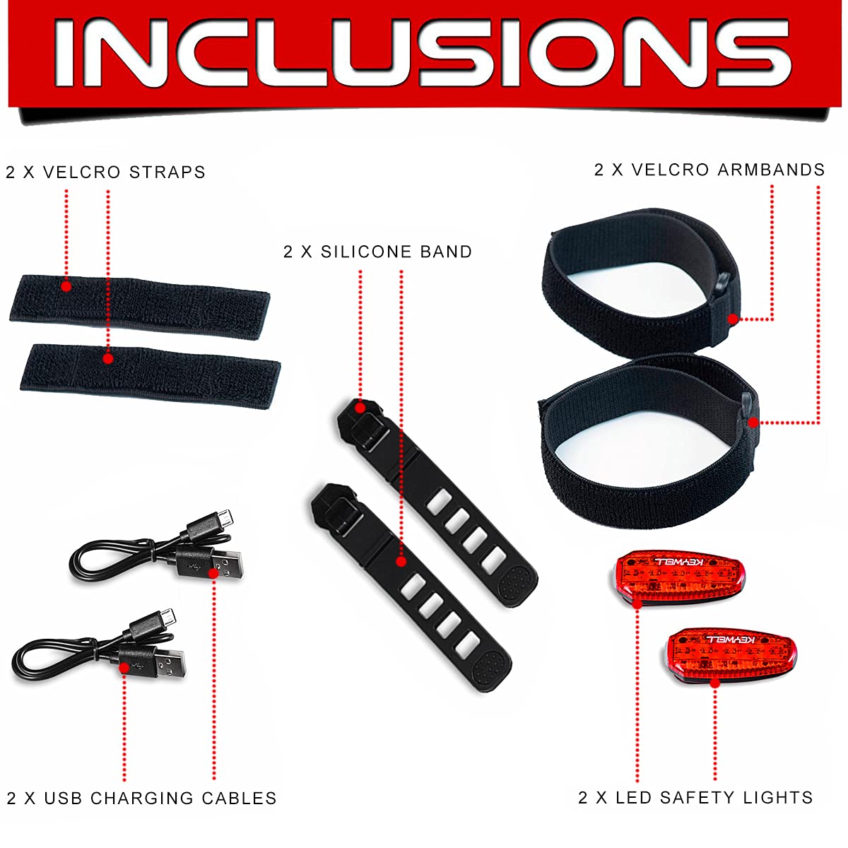 Usb Rechargeable Led Safety Lights (2 Pack) - Clip On Strobe Running Lights For Runners Joggers Walkers Kids Dogs Bike Tail Lights - High Visibility Accessories For Reflective Gear (Red)