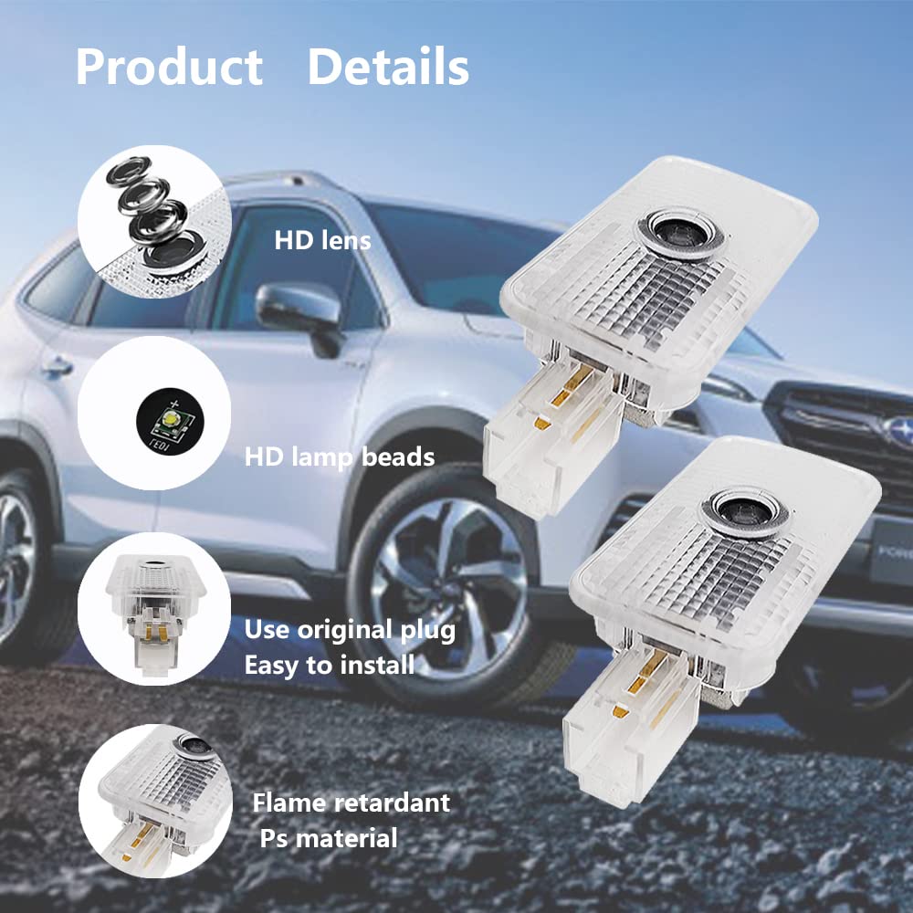Uunonaha Led Car Door Logo Lights Courtesy Projector Laser Welcome Light Puddle Lamp 2 Pcs Compatible With Forester Outback Legacy Ascent Car Accessories (Forester 02 Forester)