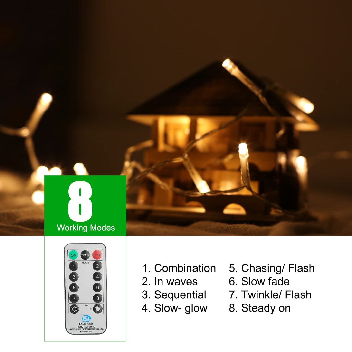 Brightown Icicle Lights Outdoor, 33 FT, 384 LED, Warm White, 8 Modes, Waterproof, Model JT-EL/FC300V0300-D1