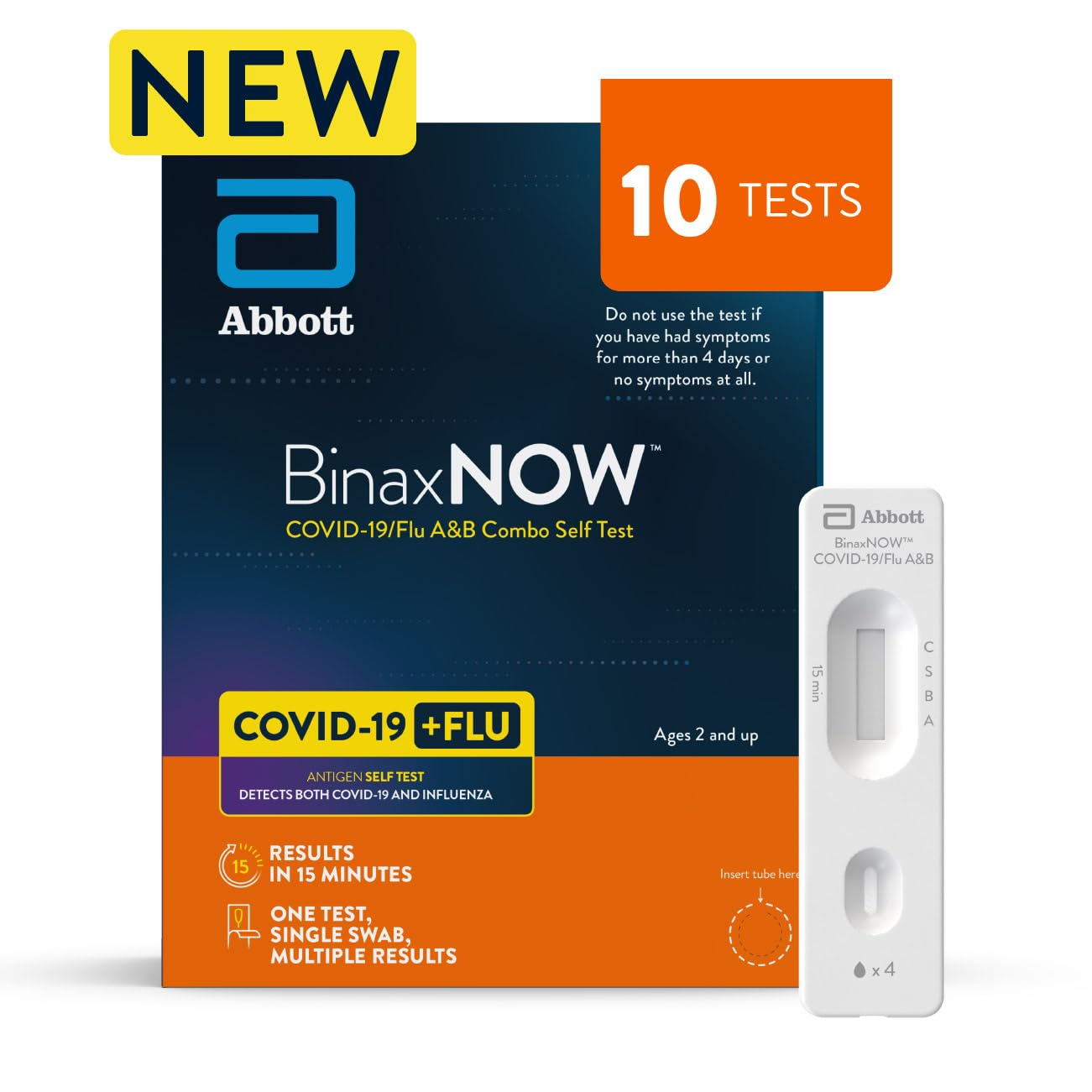 BinaxNOW™ COVID-19/Flu A&B Combo Self Test, Reliable COVID/Flu Home Test With 15 Minute Results, 10 Tests