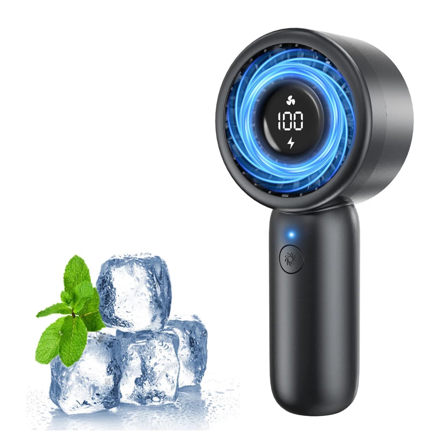 Handheld Fan - Portable Handheld Turbo Fan with Lanyard, 5 Speed Winds, LED Display, Rechargeable Battery Powered, Mini Pocket P