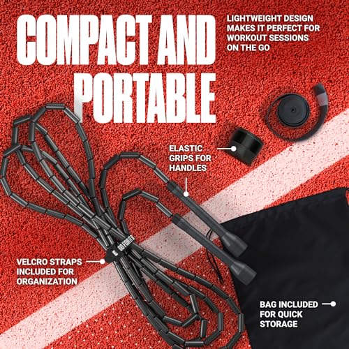 Sportbit Elite Beaded Jump Rope – Adjustable for Kids & Adults, Durable Fitness Skipping Rope for Cardio, Gym, Home & Outd...