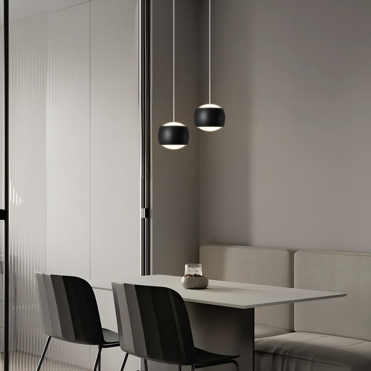 Adcthome Modern Led Dimmable Pendant Light Fixtures Mini Island Pendant Lighting For Kitchen Island Dinning Room Bedroom Bar Kitchen Island Ceiling Hanging Light Fixtures(Black-1-Pack)