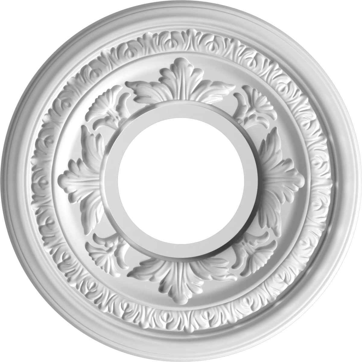 Ekena Millwork 10Od X 3 1/2Id X 3/4P Baltimore Thermoformed Pvc Ceiling Medallion (Fits Canopies Up To 4 1/4), Ultracover Satin