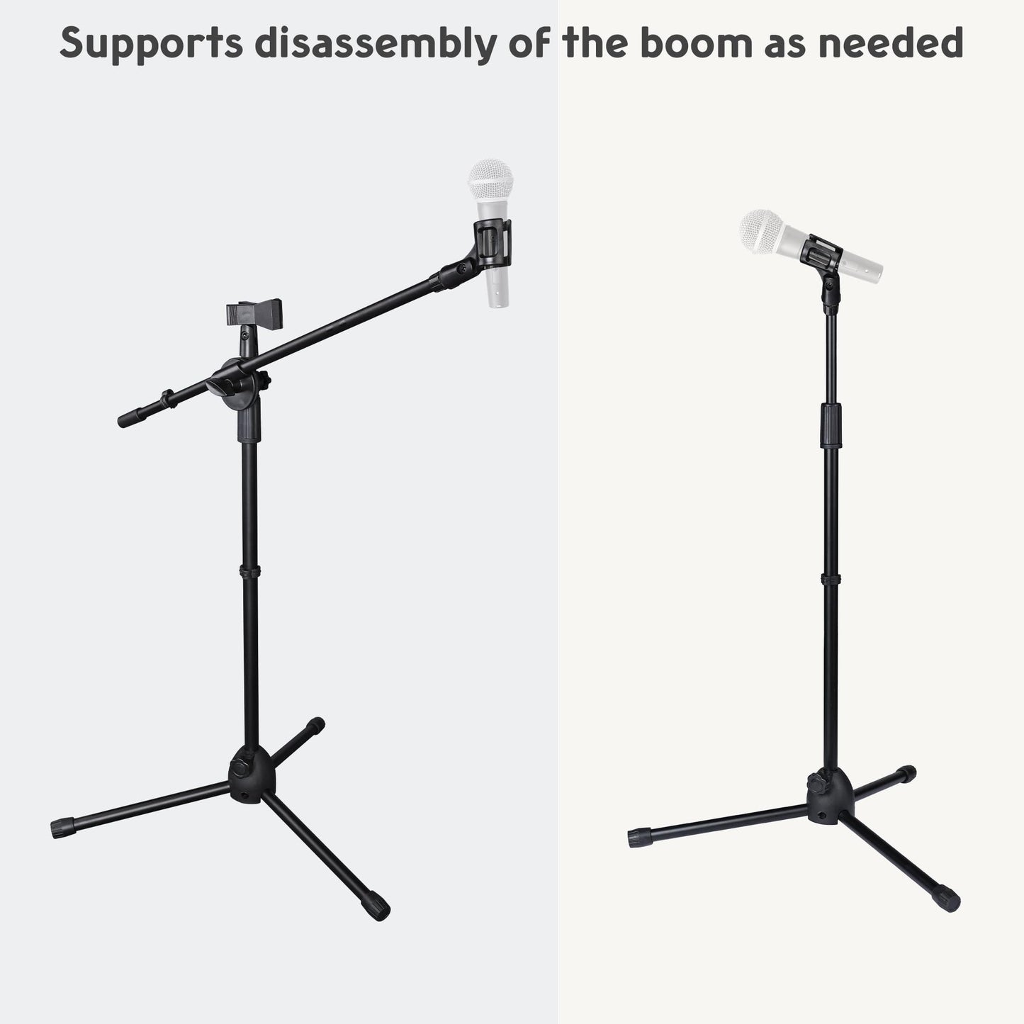 Aw Microphone Boom Arm Stand W/Dual Mic Clips Adjustable Tripod Phone Mount Holder For Performance Singing Wedding Stage And Out