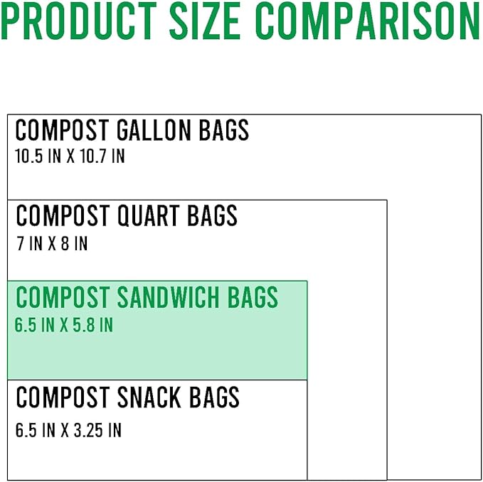 Compostable Sandwich Food Storage Freezer Bags, 80 Count | 2 Mil | 6.5 IN x 5.8 IN, Freshness Easy Open Reclosable Compost zip Bags