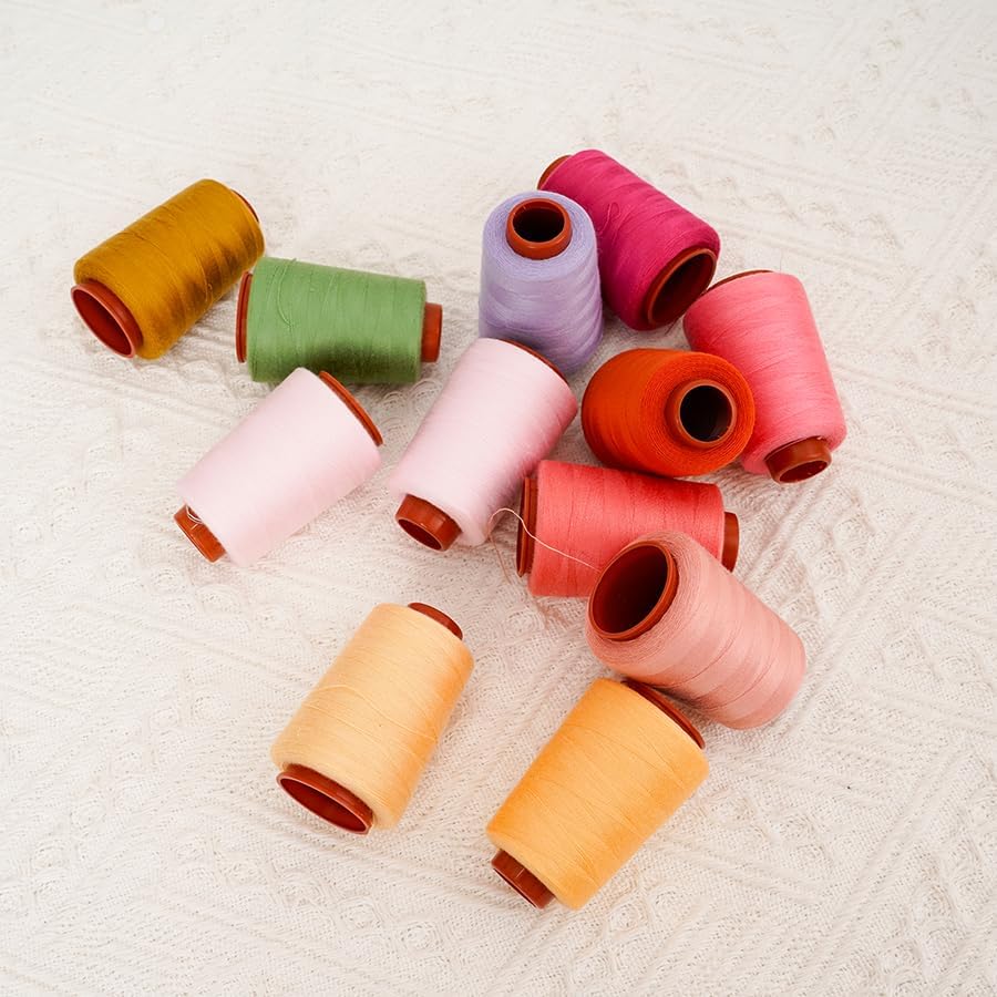 12PCS Sewing Thread Kit 30wt Spools,12 Colors,Assorted Colors Each 800 Yards of Polyester Threads for Sewing Hand and Machine,Stitching, Quilting, Serger (ZH-800YARDS-3ZH)