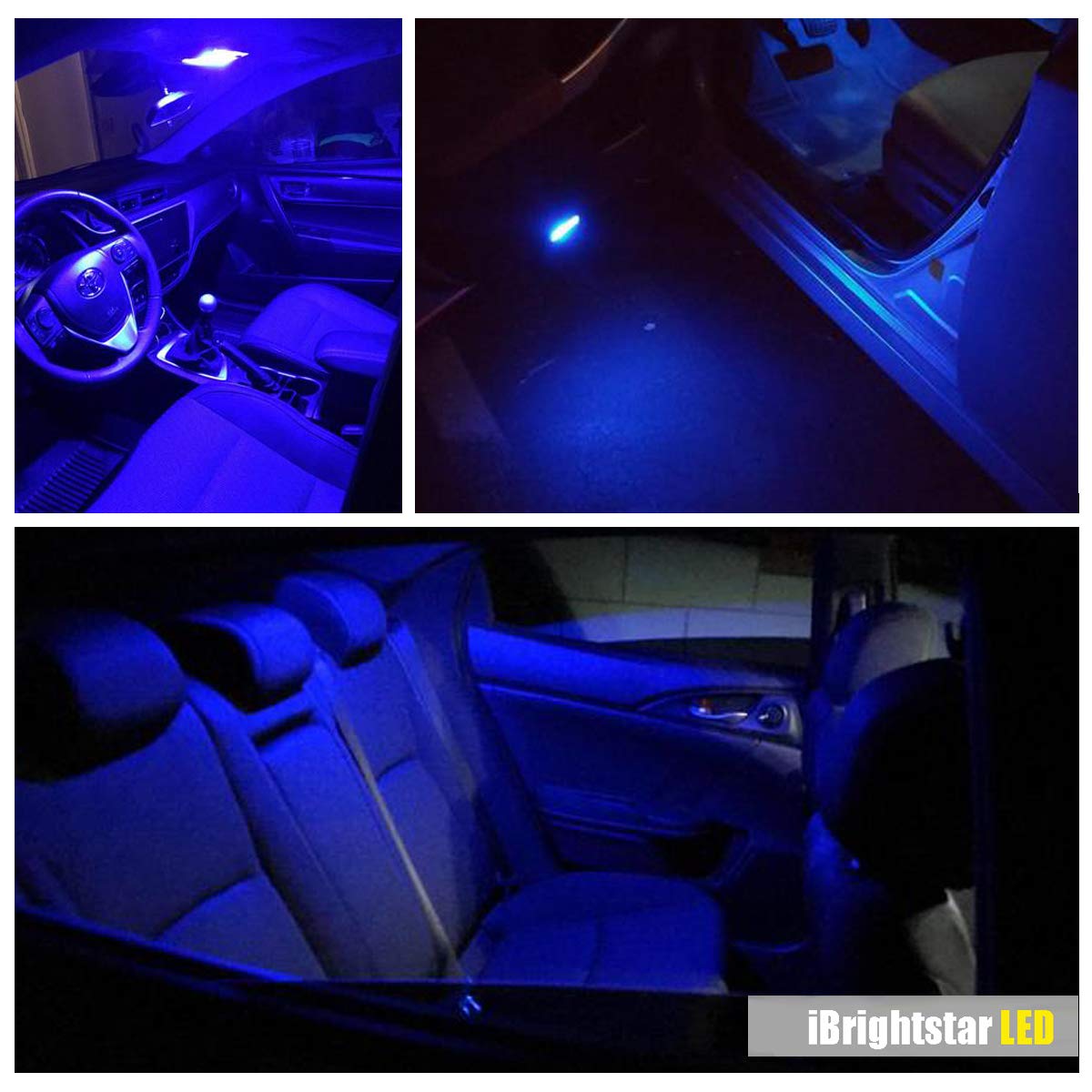 iBrightstar T10 LED Bulbs, Extremely Bright Wedge Lights for Car Interior, Blue, Aluminum, Model iBrightstar-T10-3030-3B