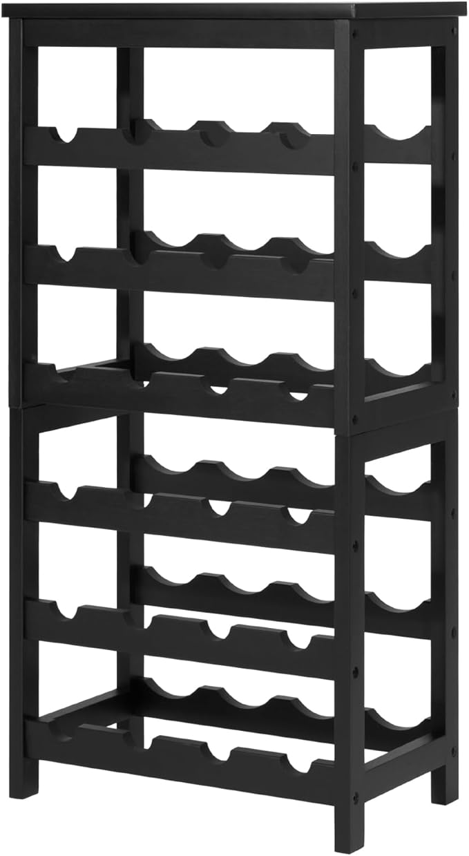 VEVOR 24 Bottle Wine Rack, 6-Tier, Freestanding Floor Display Wine Storage Shelves with Table Top, Easy Assembly Rack Shelf, Premium Material, for Kitchen Cellar Bar Dining Room Living Room, Black