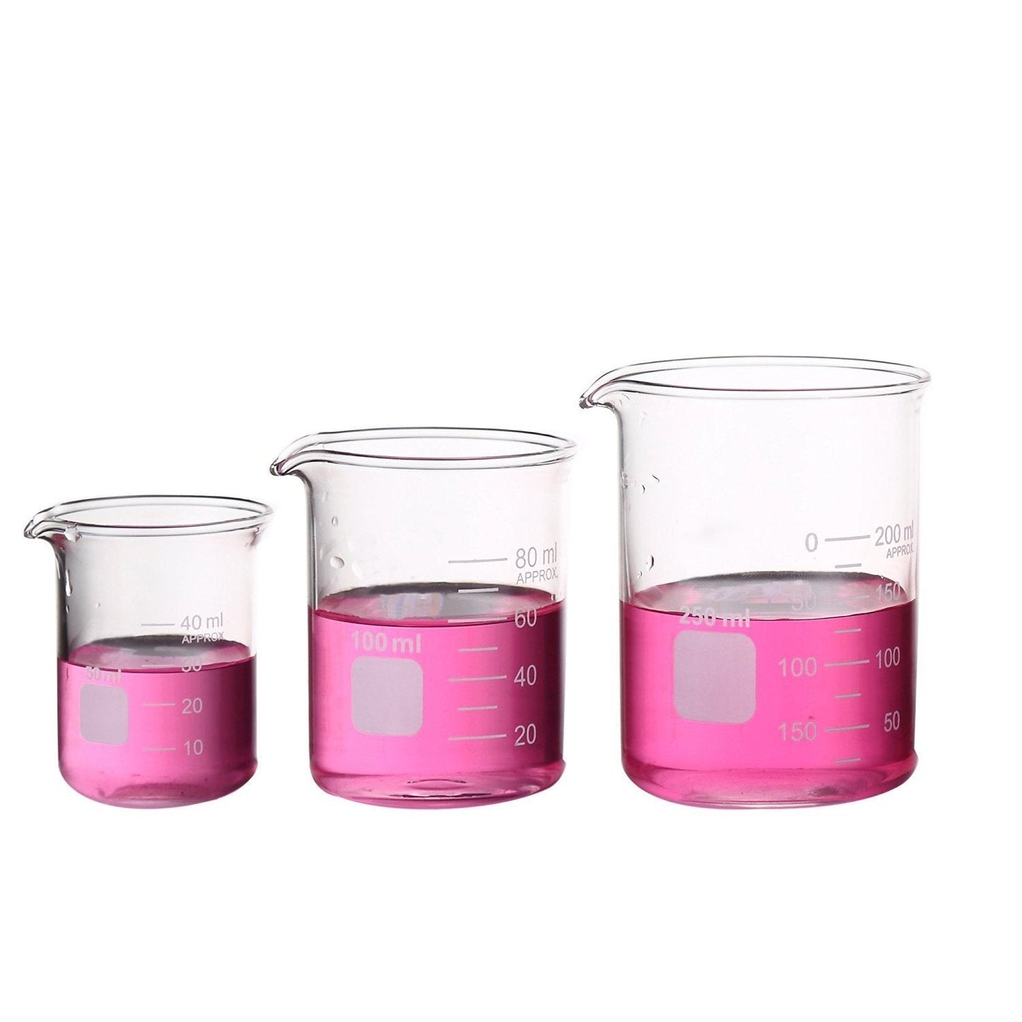 Graduated Glass Measuring Low Form Beaker Set (50ml+100ml+250ml)