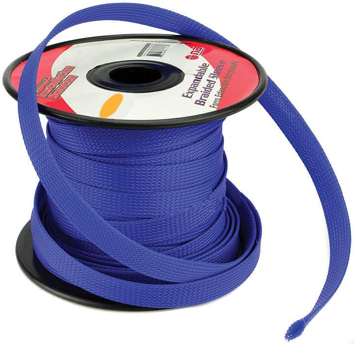Blue 1/4 100Ft Expandable Flex Sleeve Wiring Harness Loom Wire Cover