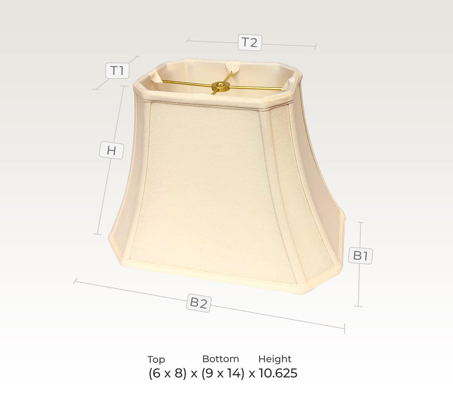 Royal Designs, Inc. Rectangle Cut Corner Lamp Shade, 8 x 14 x 10.5, Linen Eggshell, Model BSO-710-14LNEG-2, 2-Pack