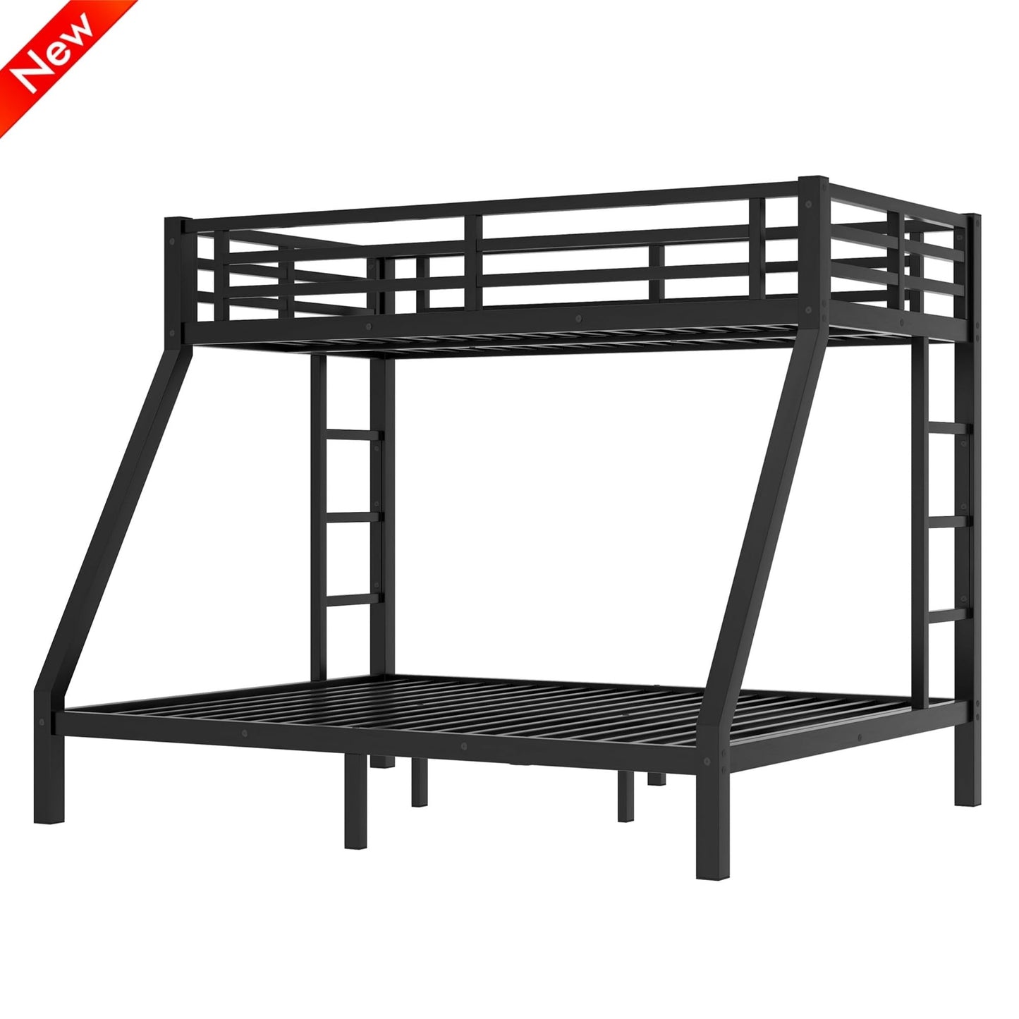 LEEKAF Stronger & Higher Quality Heavy Duty Metal Bunk Bed Twin XL Over Queen Size Bunkbed, Thickened Safer More Stable Steel Queen Bunk Bed (Faster Assembly) (Twin XL Over Queen)
