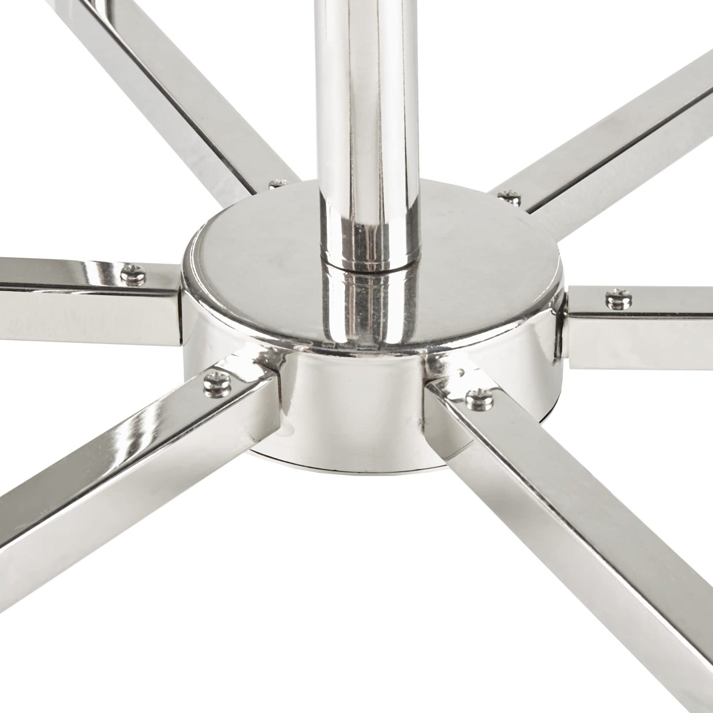 INK+IVY Renzetti Chandelier, Adjustable Rod Ceiling Light, 6 Bulbs, Iron, Silver, 23inDia x 13.25inH-49inH, Model II150