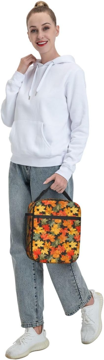 Maple Leaf Lunch Box Insulated Lunch Bag for kids Girls Boys,Reusable Lunch Box Containers for Women Men,Durable Cooler Tote Bag Lunchbox for Office/School/Picnic