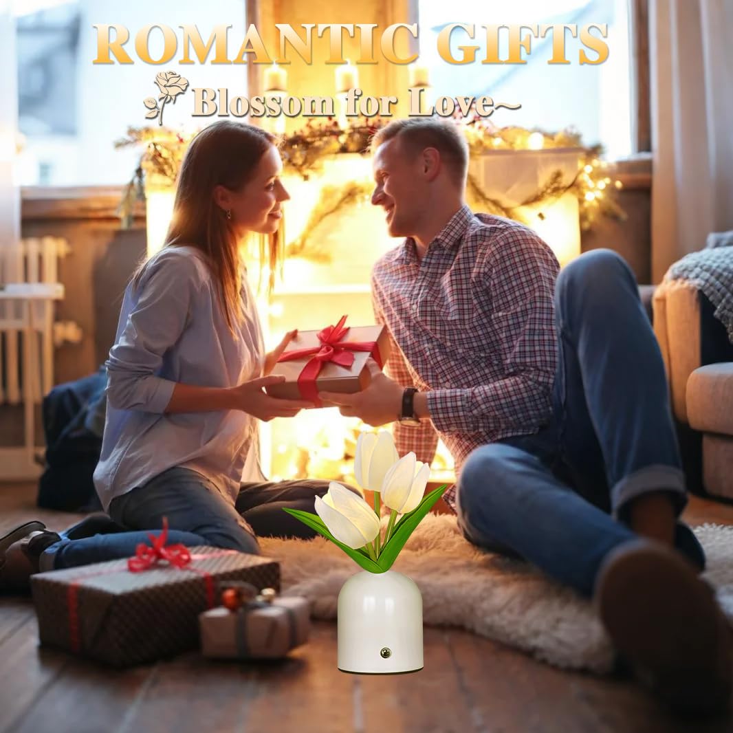 Zqpbled Birthday Gifts For Women/Mom Table Lamp 3 Color Crystal Flower Bedside Lamps Infinitely Dimming With Usb Charge Small Night Light Nightstand Touch Lamp For Bedroom (S-White)