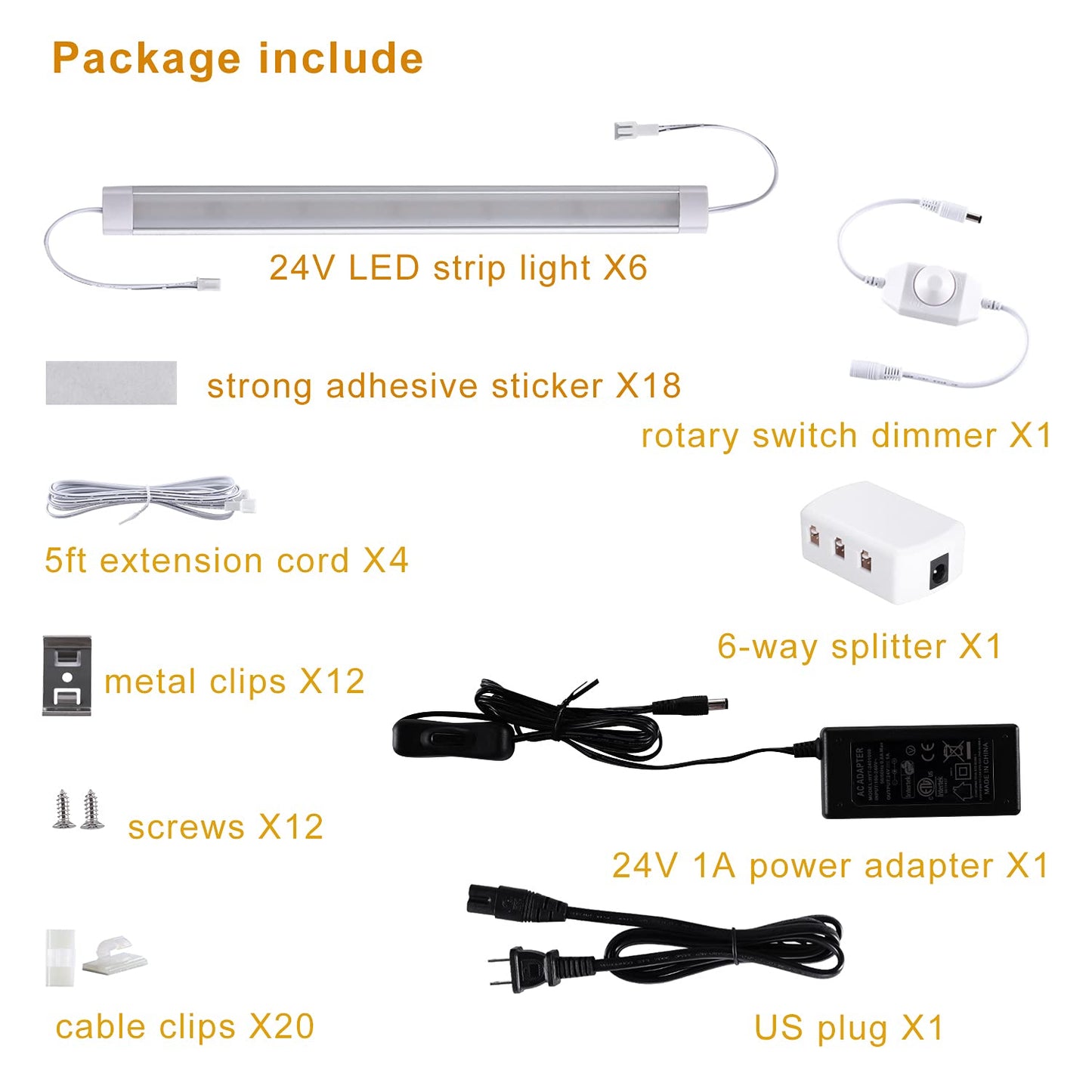 LABOREDUCER LED Under Cabinet Lighting, 11 Inch, Cold White 6000K, Dimmable, 6 Pack, Model 619960891223, Aluminum