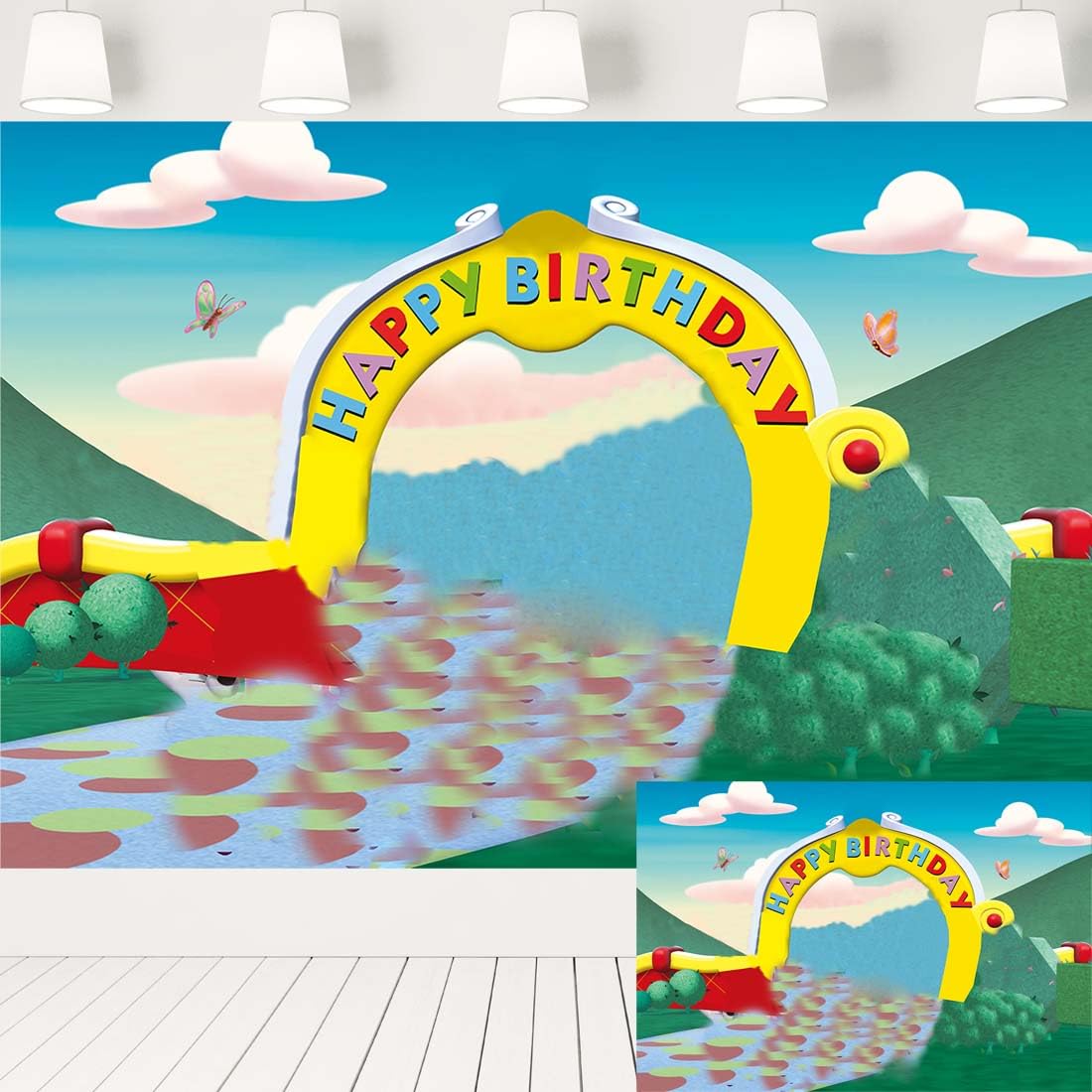 Michadf Mouse Cutehouse Backdrop Birthday Party Supplies Photo Background for Kids Birthday Party Cake Table Decoration Banner 5x3 ft 408 -Like New