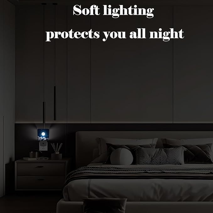 Starry Sky and Moon Night Light,Plug Into Wall Decor for Stairway,Hallway,Kitchen,Dusk to Dawn Sensor Nightlights for Boys/Girls/Women/Men Room Gifts