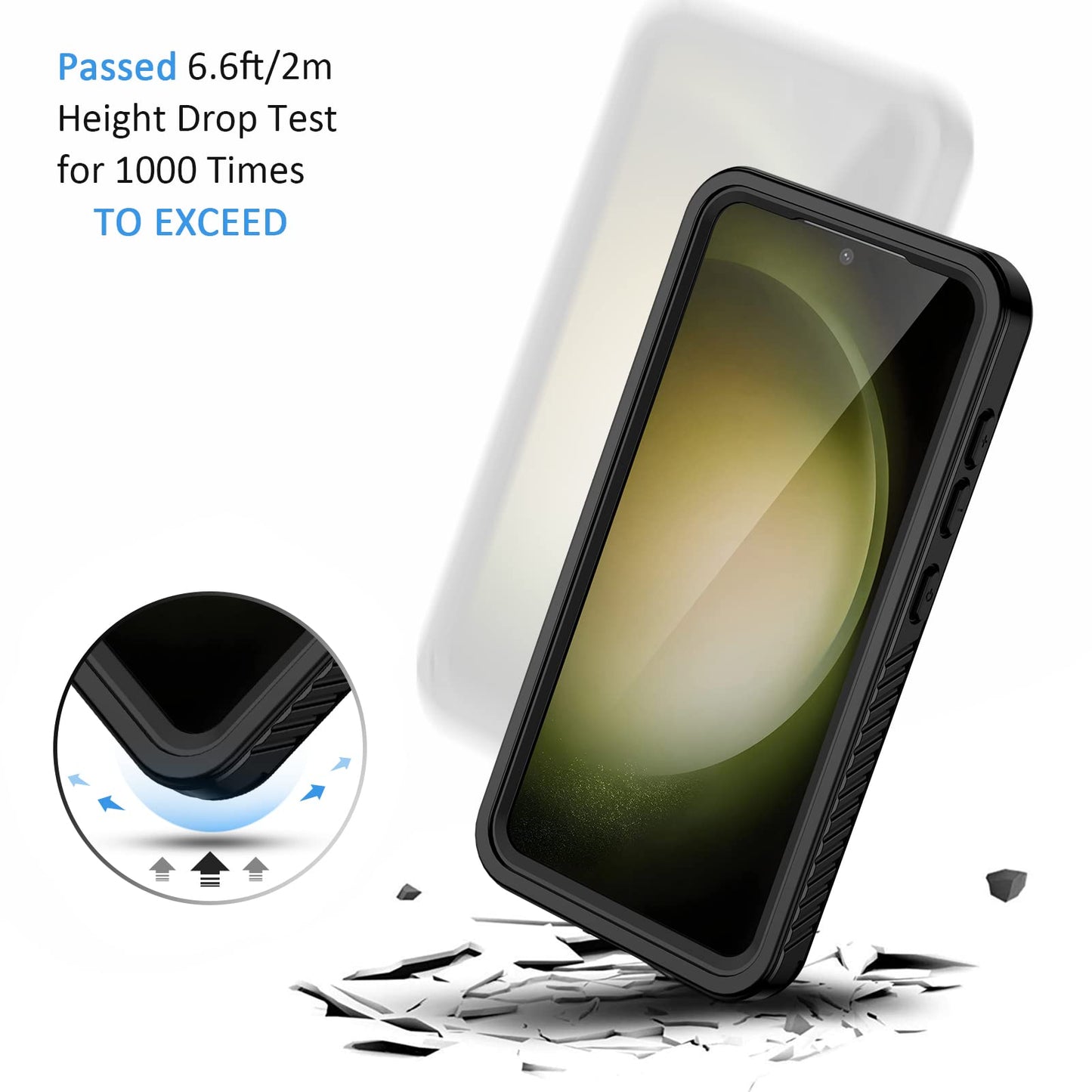 Lanhiem For Samsung Galaxy S23 Case With Built-In Screen Protector, Ip68 Waterproof Dustproof Mil-Grade Rugged Full Body Shockpr