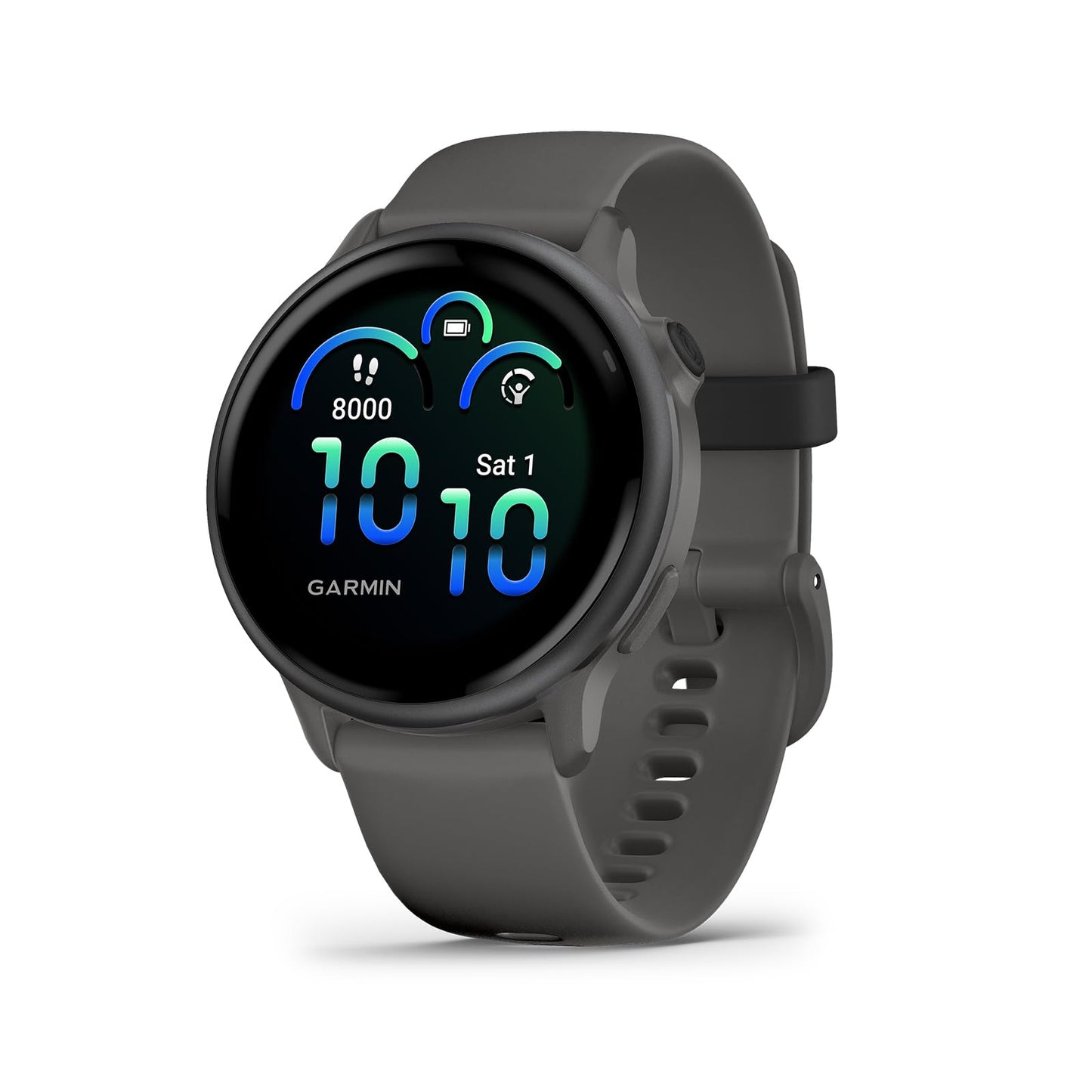 Garmin v voactive 6, Health and Fitness GPS Smartwatch, AMOLED Display, Up to 11 Days of Battery, Pebble Gray with Slate Band
