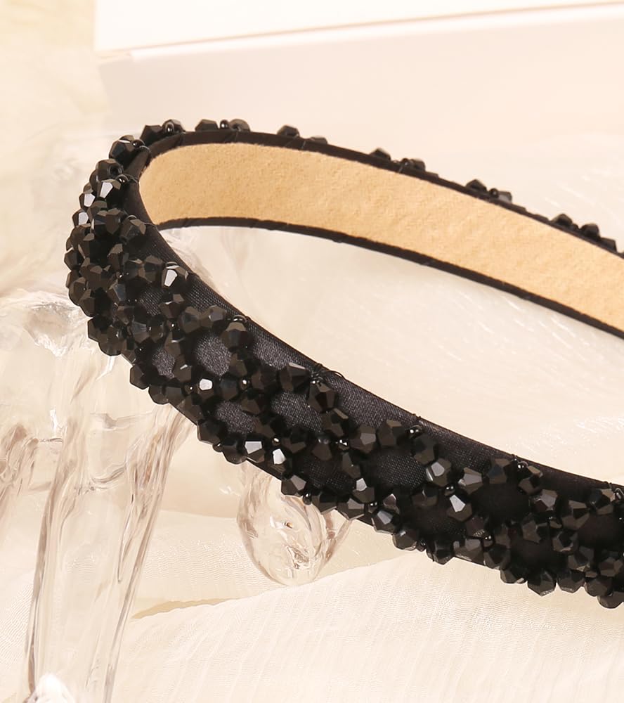 YARN & INK Women's Crystal Diamond Beaded Headbands Non Slip, Fashion Headband Cute Bling HairBand Hair Accessories Vintage for