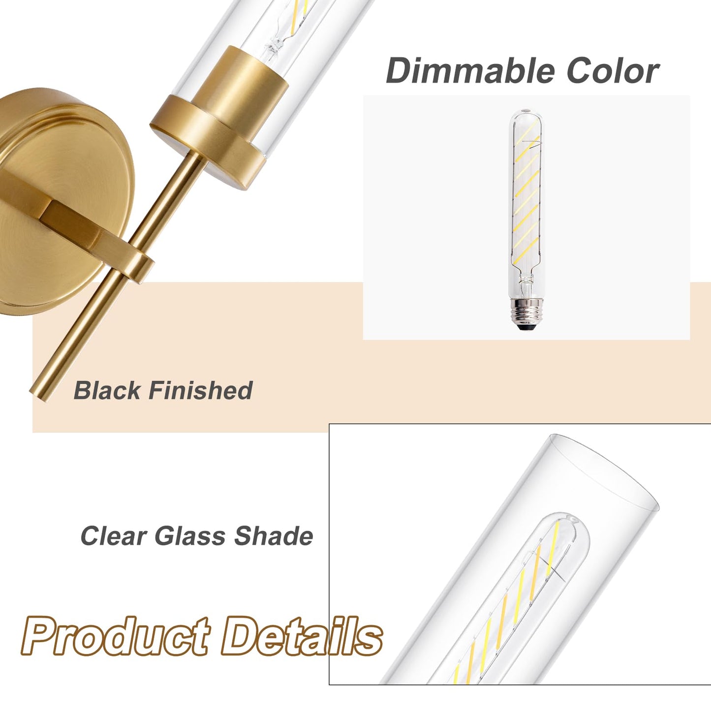 Loiogohot Battery Operated Wall Sconce, Gold, Dual Color Temperature, 8000mAh, Model WL-BN1124-GD-Two Color