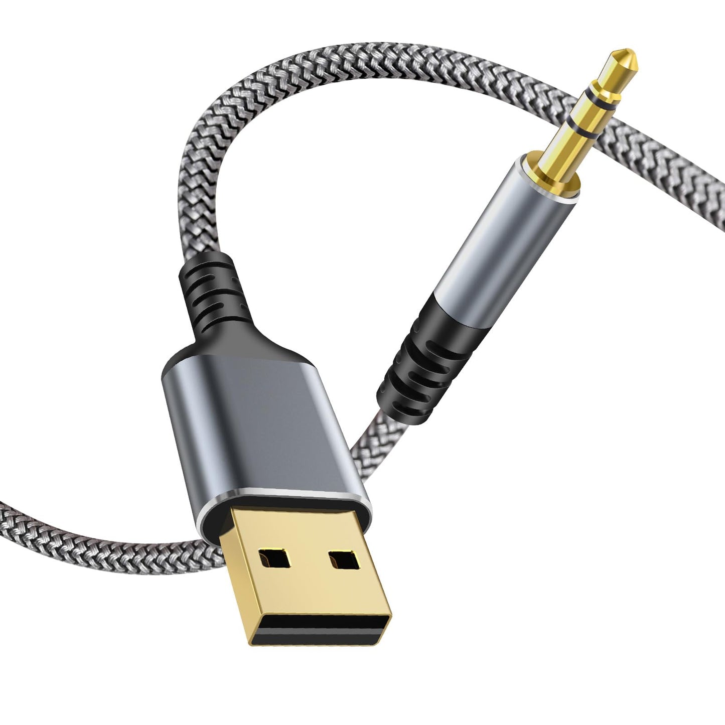 USB to 3.5mm Audio Aux Cable 16FT USB Male to AUX Male 1/8 (NOT 1/4 ) TRS Stereo Cord for PC Laptop Speaker Headphones Note: Recording and Charging are not Supported and MP3 Car TV USB Ports-New