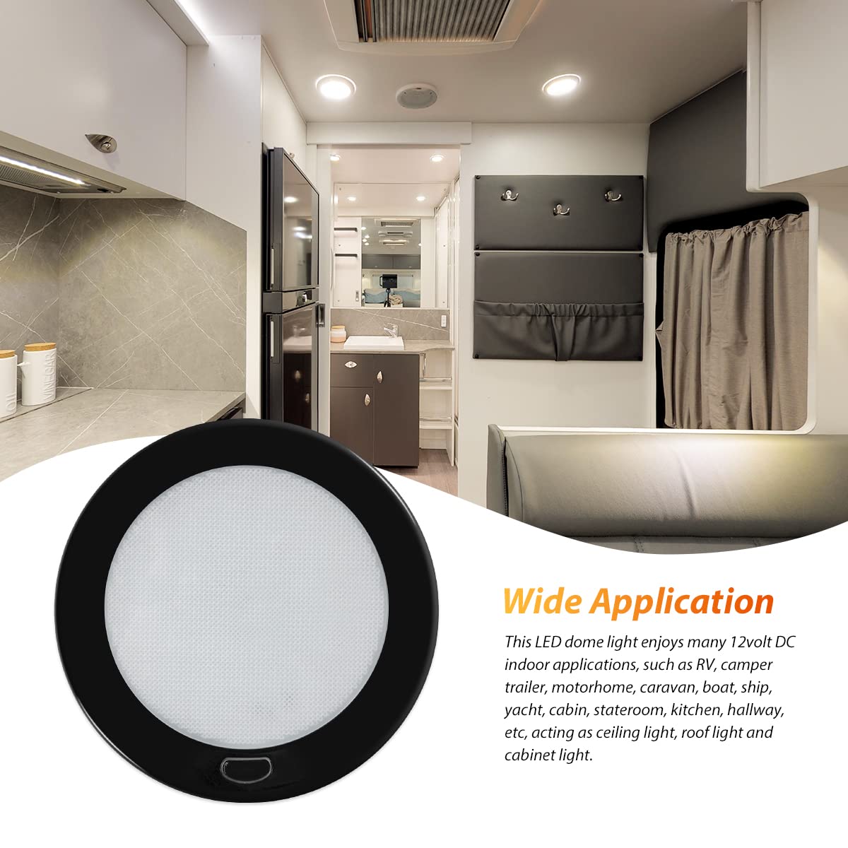 Dream Lighting 12Volt Rv Led Interior Light Fixture Black Shell Ceiling Downlight With Switch Warm White Lighting 300Lm 5Inch