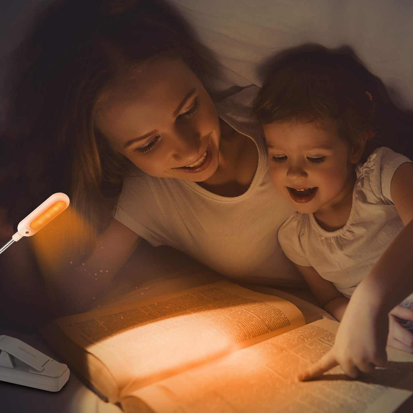 VAVOFO Clip On Reading Light, 7 LEDs, 3 Color Temperatures, 9 Brightness Levels, 1-Pack, White, Model KM-6720A