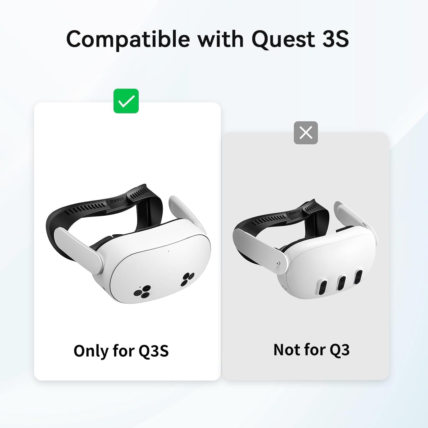 AMVR Facial Interface Face Pad Cover Compatible with Meta/Oculus Quest 3S Accessories, Comfort PU and Ice Silk Cotton Cushion,Not Fit Q3