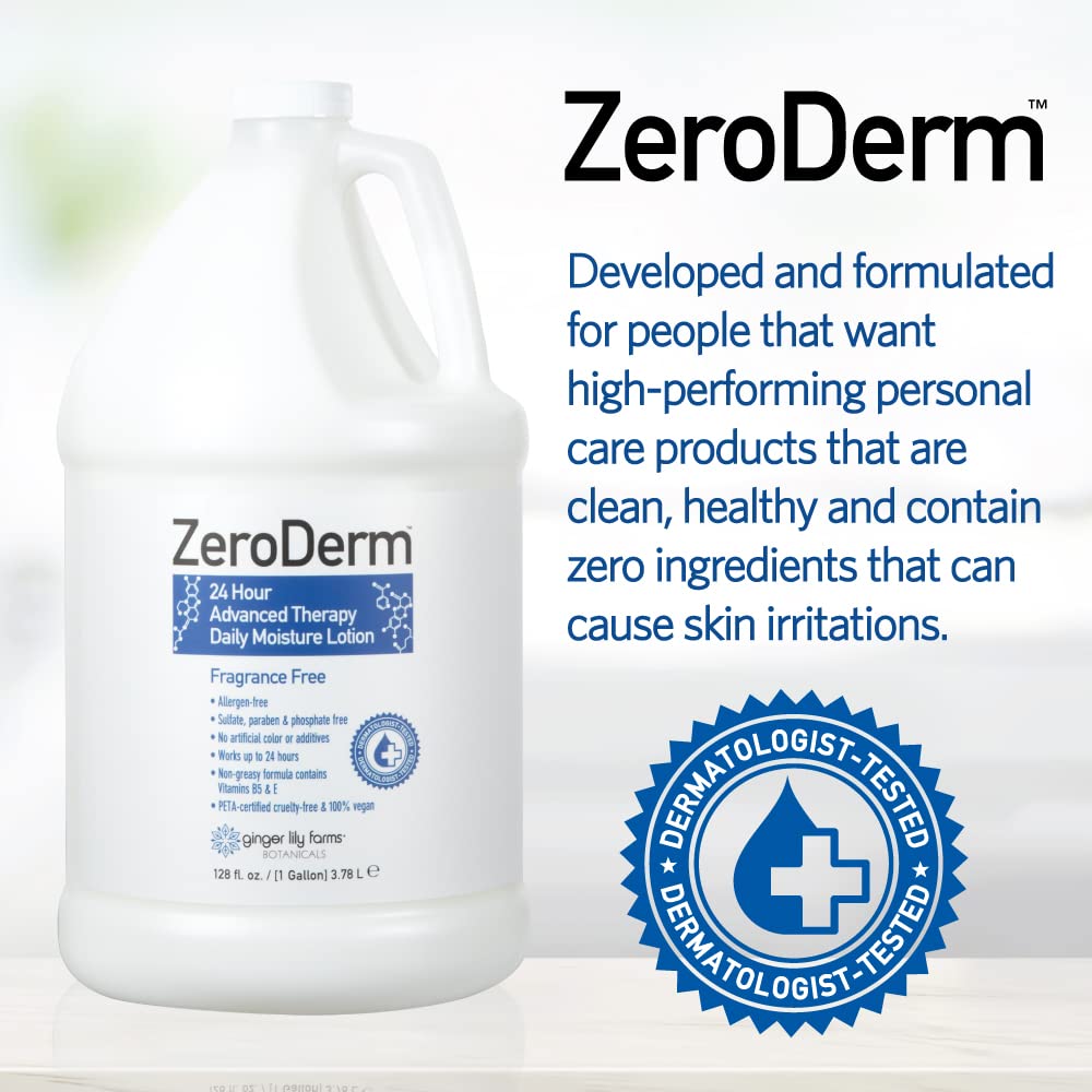 Ginger Lily Farms Botanicals ZeroDerm 24 Hour Advanced Therapy Daily Moisture Lotion, Allergen-Free, 100% Vegan & Cruelty-Free,