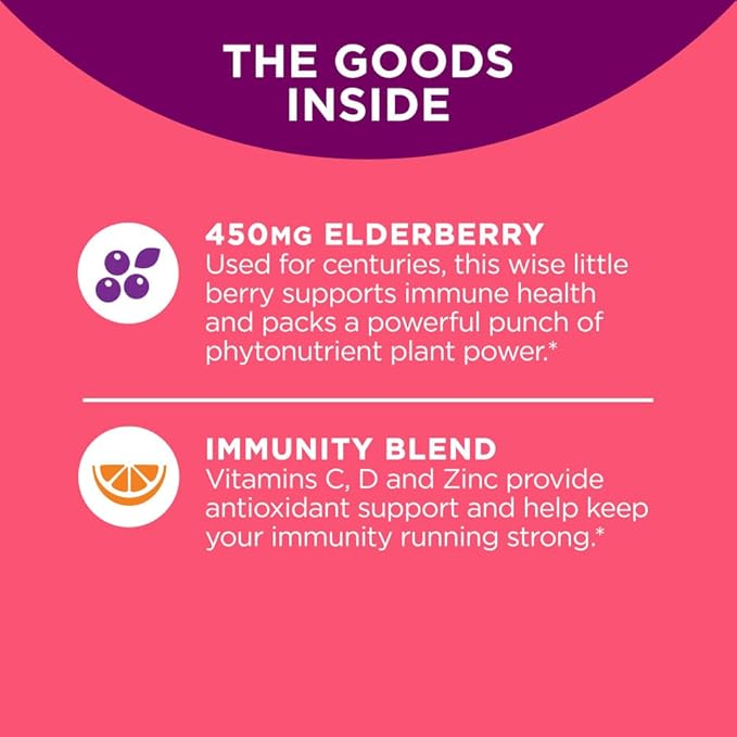 OLLY Adult Multivitamin Gummy with Probiotics, 1 Billion CFUs, 70 Count and Extra Strength Elderberry Gummies, Immune Support, 450mg, 60 Count