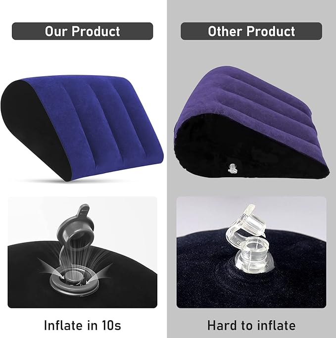 Inflatable Wedge Pillow Blue Minimalist Yoga Posture Aid Cushion Lumbar Leg Support Pillow Reduces Waist and Back Pressure Wedge Cushion for Sleeping, Leg Elevation, Travel